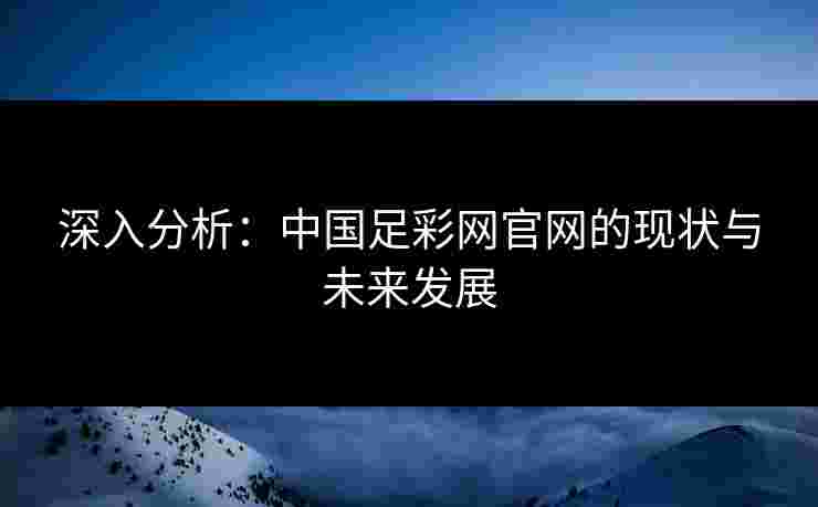 深入分析：中国足彩网官网的现状与未来发展